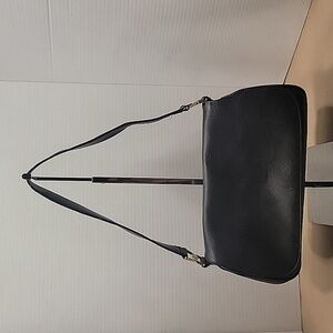 Liz Claiborne Black Shoulder Bag, Foldover with Snap Closure, Light Wear